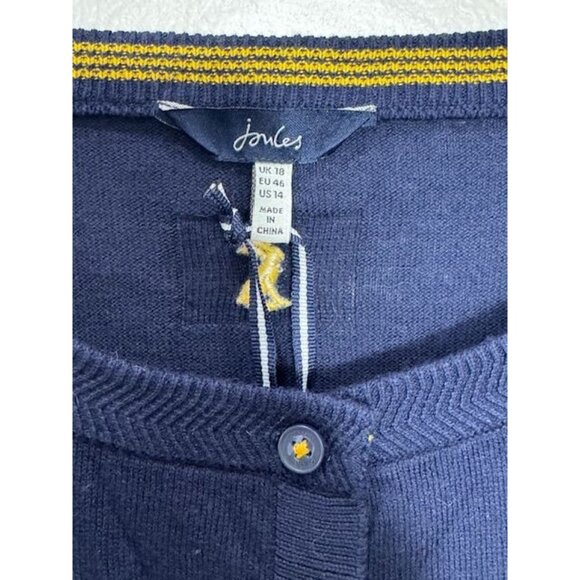 NWT Joules Womens Size 14 Navy Cotton Duck Umbrella Cardigan With Yellow Trim - Picture 3 of 13